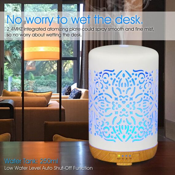 Earnest Living Smart WiFi Diffusor für ätherische Öle Keramik diffusor 250 ml mit Alexa Telefonsteuerung LED und automatischer Abschaltung Büro-Luftbefeuchter Aromatherapie Weiß