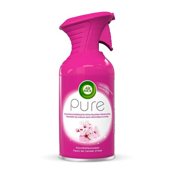 Air Wick PURE Kirschblütenzauber – Blumig-frisches Duftspray geruchsneutralisierend & ohne feuchten Niederschlag – Duft: Kirschblüte – 3 x 250 ml