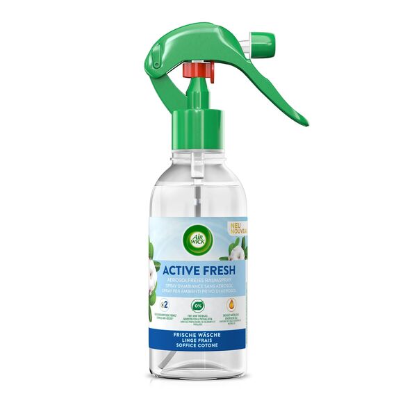 Air Wick Active Fresh – Aerosolfreies Raumspray mit natürlichen ätherischen Ölen – Duft: Frische Wäsche – 1 x 237 ml (Packung mit 5)