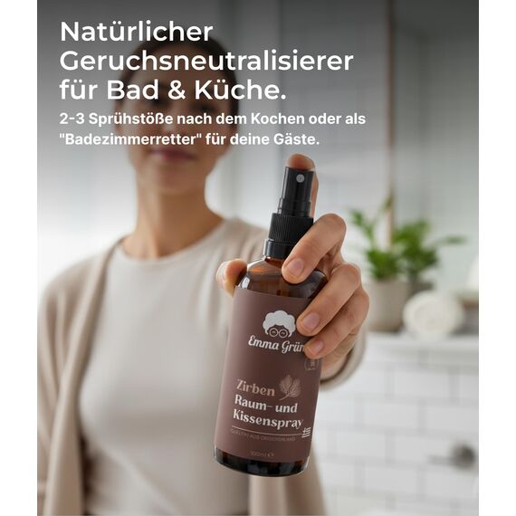 Emma Grün® Zirbenspray & Zirbenduft 3x 100ml [AUS WILDWUCHS] - Raumspray & Kissenspray mit Naturreinem Pinus Cembra - Natürliches Zirbenspray für Auto Duft, Raumduft & für Zirben Produkte