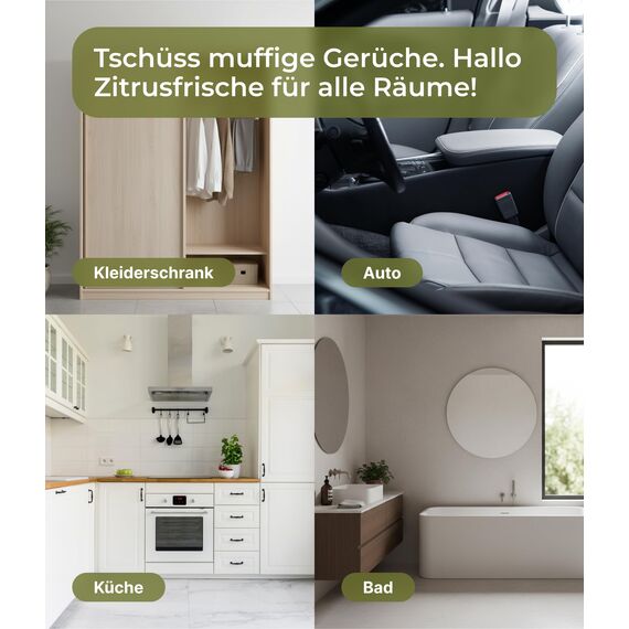 Emma Grün® Zitrus Raumspray 3x 100ml [BIO-QUALITÄT] - Zitrus Spray Geruchsneutralisierer & Textilerfrischer - Zitronen Raumspray - Zitronenöl & Orangenöl - Lufterfrischer für Autoduft & WC Duft