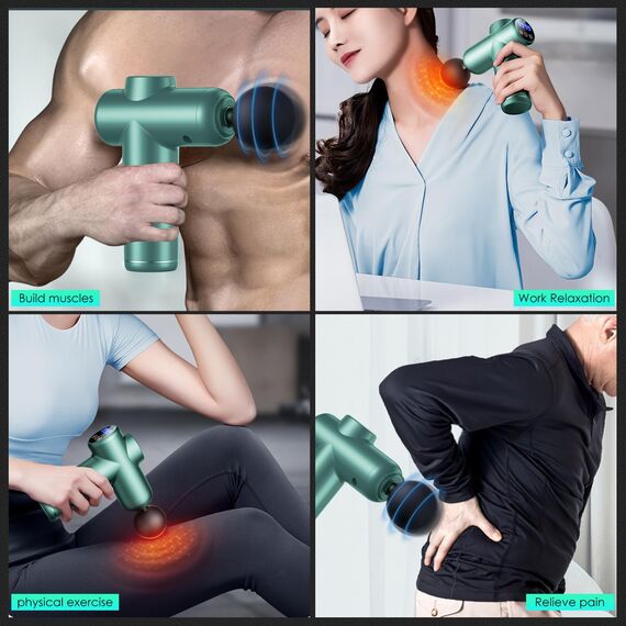 Bizcasa Massagepistole,Muskel Massagegerät mit 99 Geschwindigkeiten,8 Massageköpfen LCD Touchscreen 29900 U/min,Massage Gun mit USB C und Aufbewahrungsbox,für Massage Muskelentspannung (Grün)