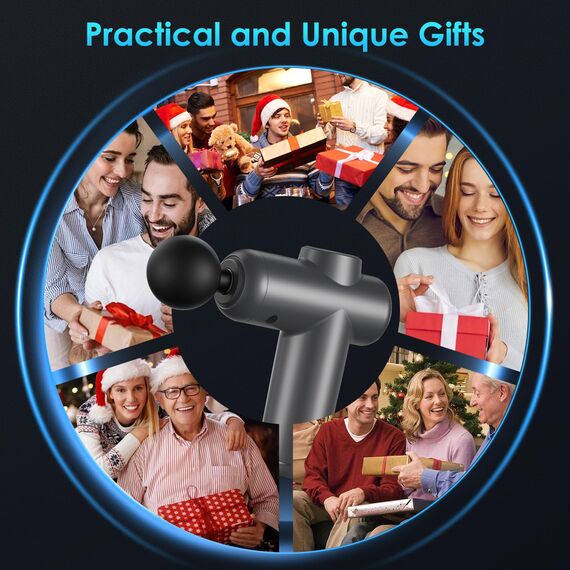 Bizcasa Massagepistole,Muskel Massagegerät mit 99 Geschwindigkeiten,8 Massageköpfen LCD Touchscreen 29900 U/min,Massage Gun mit USB C und Aufbewahrungsbox,für Massage Muskelentspannung (Grau)