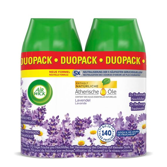 Air Wick Freshmatic Max Raumspray DUO – Nachfüller für den Air Wick Freshmatic Max – Duft: Lavendel – 2 x 250 ml Nachfüller Raumduft und Lufterfrischer