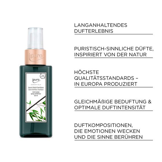 ipuro - erfrischendes ipuro black bamboo Raumspray - dezentes Duftspray mit grünen & holzigen Noten - stilvolles Room Fragrance für ein puristisches Dufterlebnis in jedem Raum 120 ml (Packung mit 2)