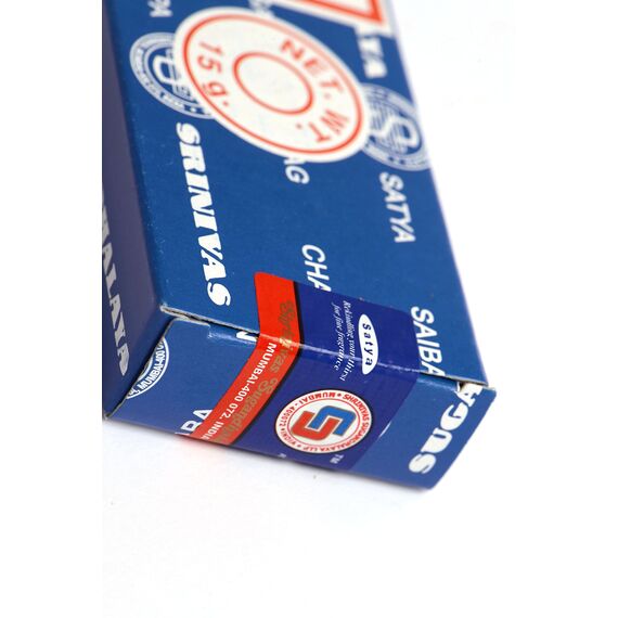 Nag Champa Großpackung, blau, 12 Päckchen mit je 15 g Inhalt, gesamt 180 g.