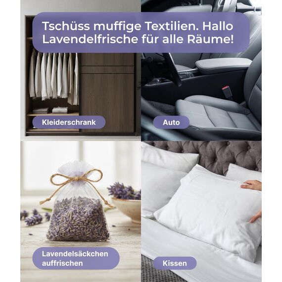 Emma Grün® Lavendelspray & Kissenspray 3x 100ml [BIO-QUALITÄT] - Lavendelspray für Kopfkissen - Mit Naturreinem Lavandula Angustifolia - Lavendel Kissenspray zum Einschlafen - Lavendelöl Spray