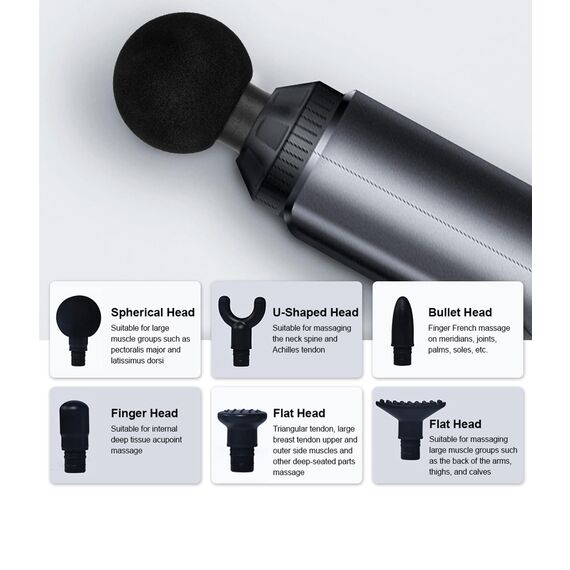 Massagepistole Massage Gun, Lefity Massagepistole Tiefenmassagegerät mit 30 Geschwindigkeiten und 6 Massageköpfen Hand Massagegerät mit USB C Ladeanschluss