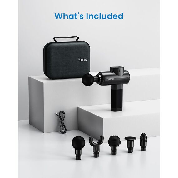 Massagepistole, RENPHO Massage Gun bis zu 3200U/min Massage Gun Massagegerät mit USB C Ladeanschluss zur Linderung von Muskelentspannung, Bestes Weihnachtsgeschenke Massage Pistole, Schwarz