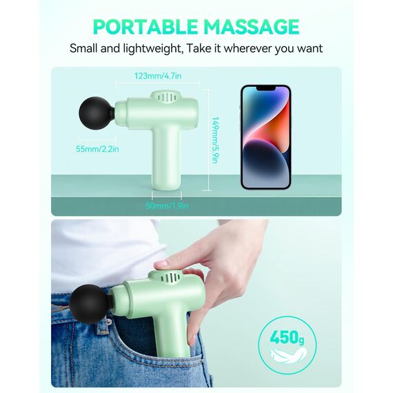 Massagepistole, Lefity Mini Massagepistole, Tiefengewebe Massage Gun, Tragbares Massagegerät, 30 Geschwindigkeiten, LCD-Touchscreen, Massage Pistole zur Muskelkater und Steifheit
