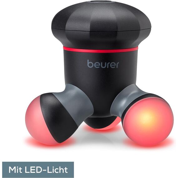Beurer MG 18 Mini-Massagegerät, elektrisches Handmassagegerät für sanfte Vibrationsmassage, ideal für Rücken, Nacken, Arme und Beine, mit LED-Licht, tragbar, schwarz