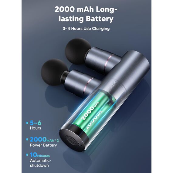 arboleaf Massagepistole kraftvolles Massage gun: Muskel Massagegerät Tiefengewebe bis zu 3200U/min für Doppel-Entspannung mit 5 Stufen und 5 austauschbare Massageköpfen, USB C