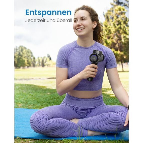 Massagepistole Massage Gun, RENPHO Massagepistole bis zu 3200U/min Massagegerät mit 2500mAh Akku und USB C Ladeanschluss zur Muskel Massage Entspannen, Schwarz