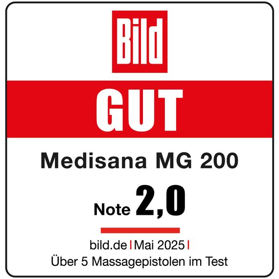medisana MG 200 Mini Massage Gun, Massagepistole mit 4 Aufsätzen, Massagegerät mit Smart-Modus und 5 Intensitätsstufen zur Entspannung und Massage, lange Akkulaufzeit, mit Aufbewahrungsbox