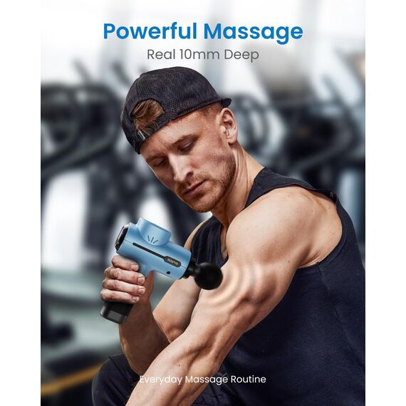 Massagepistole Massage Gun, RENPHO Massagepistole Massagegerät mit USB C Ladeanschluss zur Muskel Massage Entspannen, Blau