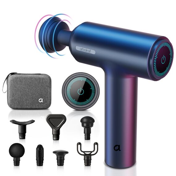 arboleaf Massagepistole Tiefengewebe 10mm Amplitude 60W starke Leistung, Massage Gun LED-Touchscreen mit 6 Massagestufen & 7 Massageköpfen, Muskel Massagegerät USB C Schnellaufladung für Entspannung