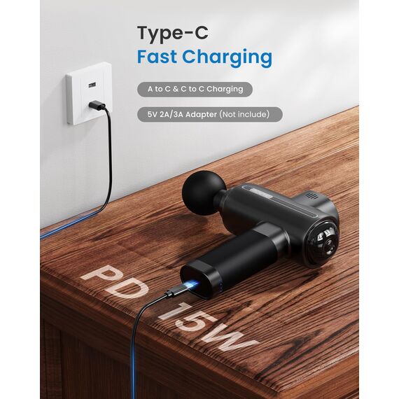 Massagepistole, RENPHO Massage Gun bis zu 3200U/min Massage Gun Massagegerät mit USB C Ladeanschluss zur Linderung von Muskelentspannung, Bestes Weihnachtsgeschenke Massage Pistole, Schwarz