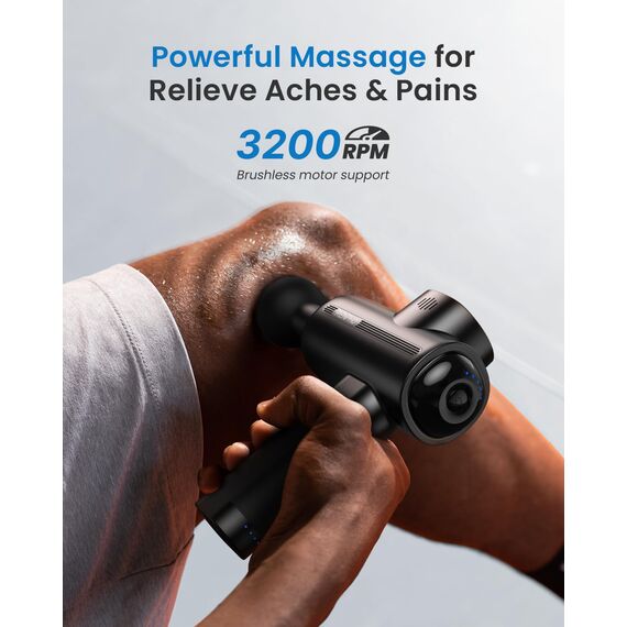 Massagepistole, RENPHO Massage Gun bis zu 3200U/min Massage Gun Massagegerät mit USB C Ladeanschluss zur Linderung von Muskelentspannung, Bestes Weihnachtsgeschenke Massage Pistole, Schwarz