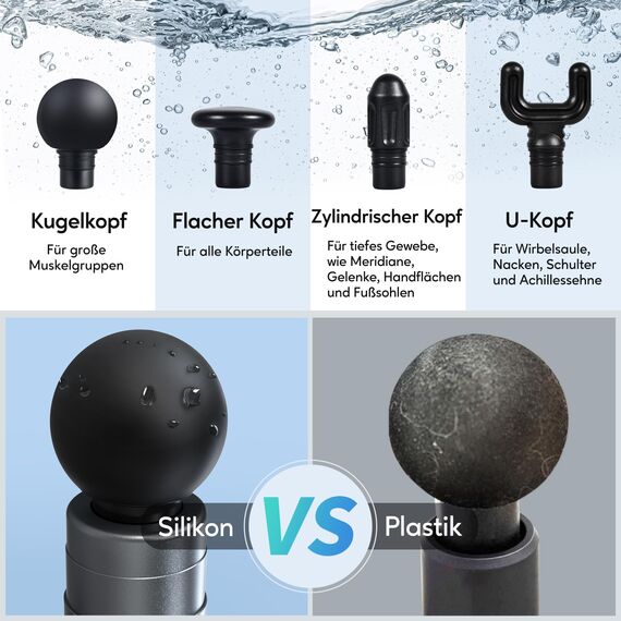 arboleaf Massagepistole mini Massage gun, 3200 U/min 0,47kg Massage Pistole mit AI Stufen 4 Aufsätze, leicht Muskelpistole mit Transportcase Muscle Gun für Muskelentspannung stark Akku USB-C