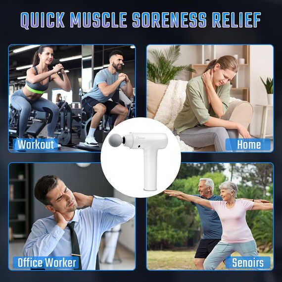 Massagepistole, Muskel Percussion Massagegerät, Massage Gun mit LED-Touchscreen, 20 Geschwindigkeiten, 9 Massageköpfe, Tragetasche, Leise Elektrische Massage Pistole, Geschenk für Männer & Frauen