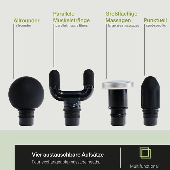 BLACKROLL® FASCIA GUN Massagepistole - Hochwertige Mini Massagepistole mit USB C für Muskulatur und Faszien I 4 Aufsätze mit 4 regulierbaren Stufen I Für Schmerzlinderung & Entspannung
