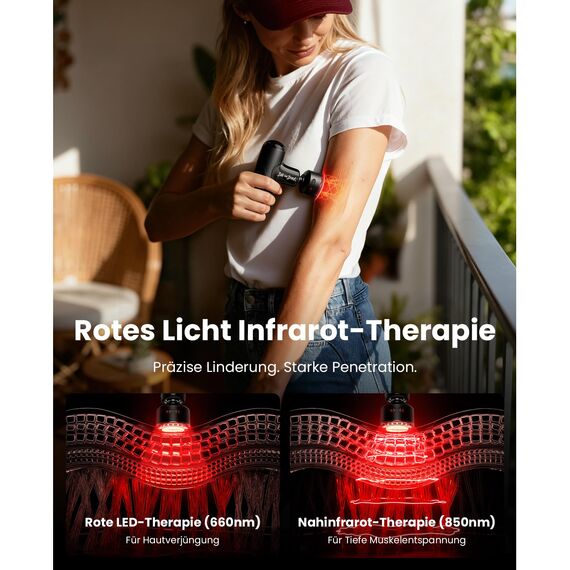 Bob and Brad Q2 Ultra Massagepistole mit Infrarot-Heizmassagekopf, Mini Massage Pistole mit Tragetasche, Leise Massagegerät Massage Gun Muskelmassagepistole für Linderung von Muskelschmerzen