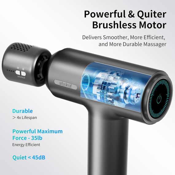 arboleaf Massagepistole Tiefengewebe mit Wärmefunktion, Massage Gun LED-Touchscreen mit 6 Massagestufen & 5 Massageköpfen, Muskel Massagegerät 10mm Amplitude USB-C Schnellaufladung für Entspannung