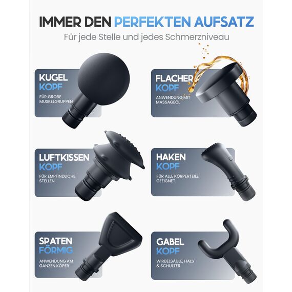 HELDENWERK Massagepistole inkl. 6 Massageköpfen & 3200 U/min I Muskel Massage-Gun mit USB-C Anschluss I Muskel Massagegerät, Massagegun, Muskelmassagepistole, Muskelpistole (Weiß)