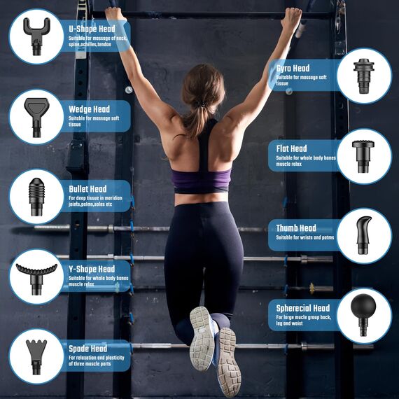 Massagepistole, Muskel Percussion Massagegerät, Massage Gun mit LED-Touchscreen, 20 Geschwindigkeiten, 9 Massageköpfe, Tragetasche, Leise Elektrische Massage Pistole, Geschenk für Männer & Frauen