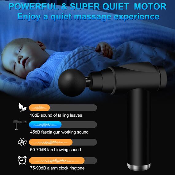 BUOAZR Massagepistole, Mini Muskel Massage Pistole mit 32 Geschwindigkeiten bis zu 3500U/min und 6 Massageköpfen, Elektrisches Massagepistole mit LCD-Bildschirm zur Muskel Entspannen (Schwarz, 6)