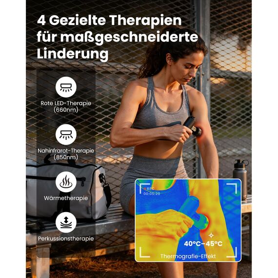 Bob and Brad Q2 Ultra Massagepistole mit Infrarot-Heizmassagekopf, Mini Massage Pistole mit Tragetasche, Leise Massagegerät Massage Gun Muskelmassagepistole für Linderung von Muskelschmerzen
