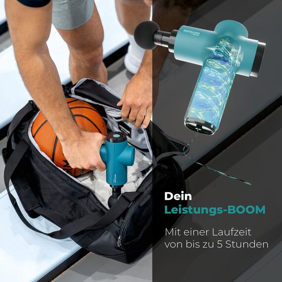 Beurer Antelope BOOM Massagepistole, kompakte Massage Gun mit 4 Aufsätzen, für Entspannung und Regeneration, kraftvolle Triggerpunktmassage, Muskelmassagegerät mit 5 Intensitätsstufen & Akku