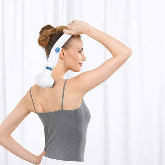 Beurer MG 40 Infrarot-Massagegerät, Handmassagegerät mit 3-fach verstellbarem Griff, angenehme Infrarot-Wärmefunktion, 4 Aufsätze für wohltuende Vibrationsmassage, gezielte Massage für Beine & Rücken