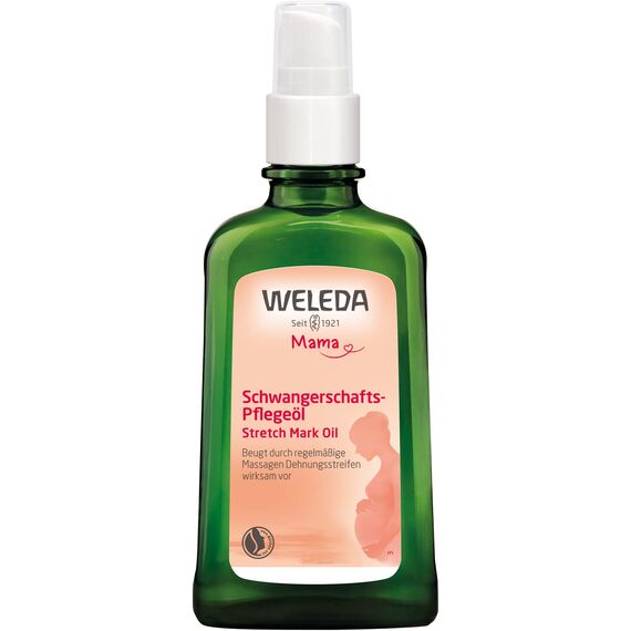 WELEDA Bio Mama Schwangerschaftsöl - Naturkosmetik Babybauch Massageöl zur Dehnungsstreifen Vorbeugung. Hautpflege Schwangerschaft Narbenöl mit Jojobaöl verbessert die Hautelastizität (vegan, 100ml)