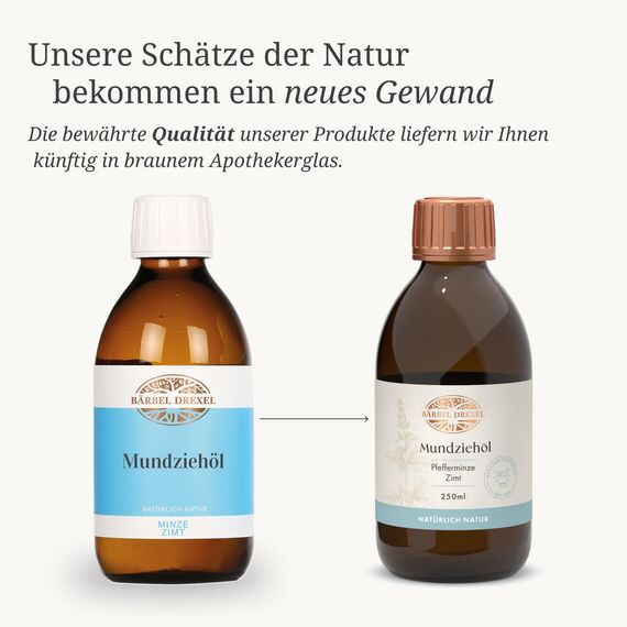 BÄRBEL DREXEL® Mundziehöl Minze Zimt (250 ml) Ayurvedische Mundspülung alkoholfrei Ölziehen Entgiften Mundpflege Zahnöl Oral Care Zahnpflege fluoridfrei Naturheilkunde Vegan