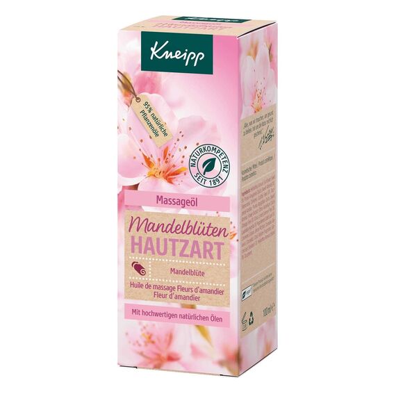 Kneipp Massageöl Mandelblüten Hautzart - hochwertiges Mandelöl mit reichhaltiger Sheabutter, Sonnenblumenöl & Vitamin E - natürlicher Pflegeöl-Komplex - für trockene & sensible Haut - 100ml