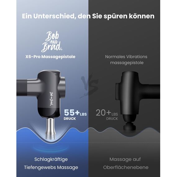 Bob and Brad X6 Pro Massagepistole mit Metall Kopf, Massage Gun Muskel Masagegäret Pistole, Muskelpistole Hoher Intensität für Ganzkörper Muskelmassage Entspannung, Geschenk für Männer Frauen