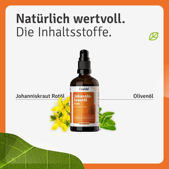 Casida® Johanniskrautöl Rotöl - Durchwärmendes, beruhigendes Johanniskraut-Rotöl für Massagen und Einreibungen - 100 ml
