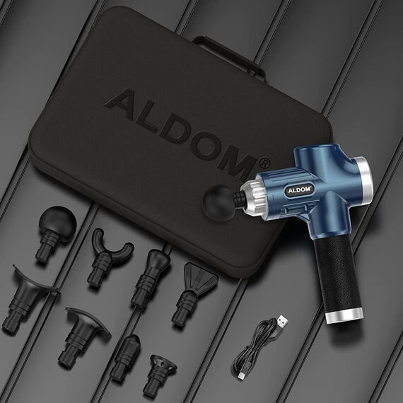 Massagepistole, ALDOM Massage Gun Massagegerät, Muskel Massage pistole mit 30 Geschwindigkeiten bis zu 4800U/min und 8 Massageköpfen, Elektrische Handmassagegeräte