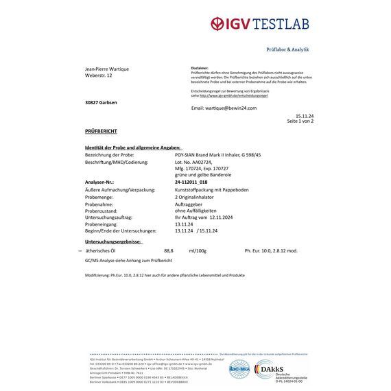 P S Mark II Traditional Herbal Aroma Riechstift 100% Natürlich 3 Stück