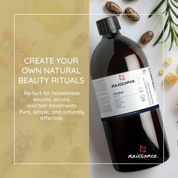 Naissance Rizinusöl (Nr. 217) - 870ml - Kaltgepresstes, Natürliches, Hexanfreies, Gentechnikfreies Öl - Pflegt und Spendet Feuchtigkeit für Haare, Wimpern und Augenbrauen