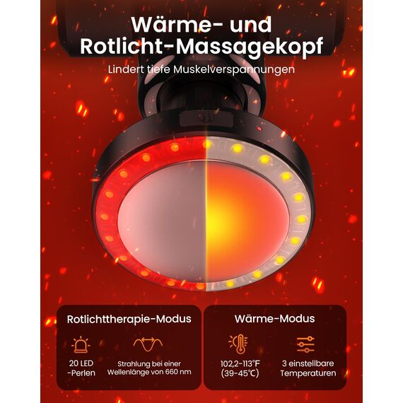 Massagepistole mit Wärmefunktion und Rotlichttherapie,Napre Massage Gun Massage Pistole mit Verlängerung,Muskel Percussion Massagegerät für Schulter Körper Rücken Entspannung,32 Geschwindigkeiten