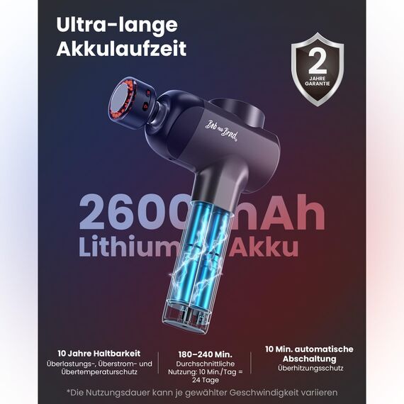 BOB AND BRAD X6 Ultra Massagepistole mit Infrarotlicht & Wärme - Profi Tiefengewebe-Muskelmassagegerät für Sportler, Exklusiver Titan-Kopf & 6 Aufsätze, Geschenk für Männer & Frauen