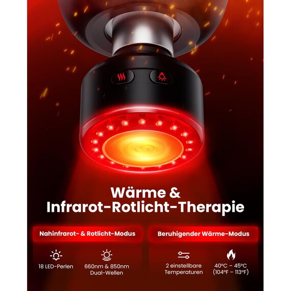 BOB AND BRAD X6 Ultra Massagepistole mit Infrarotlicht & Wärme - Profi Tiefengewebe-Muskelmassagegerät für Sportler, Exklusiver Titan-Kopf & 6 Aufsätze, Geschenk für Männer & Frauen