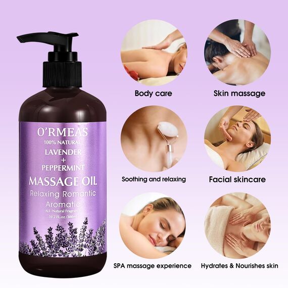 Massageöl für Erwärmen, Entspannen, Massieren Gelenkschmerzen Linderung, Lavendel Peppermint Massage Oil Massageöl Feuchtigkeitsspenden 10.2 fl.oz
