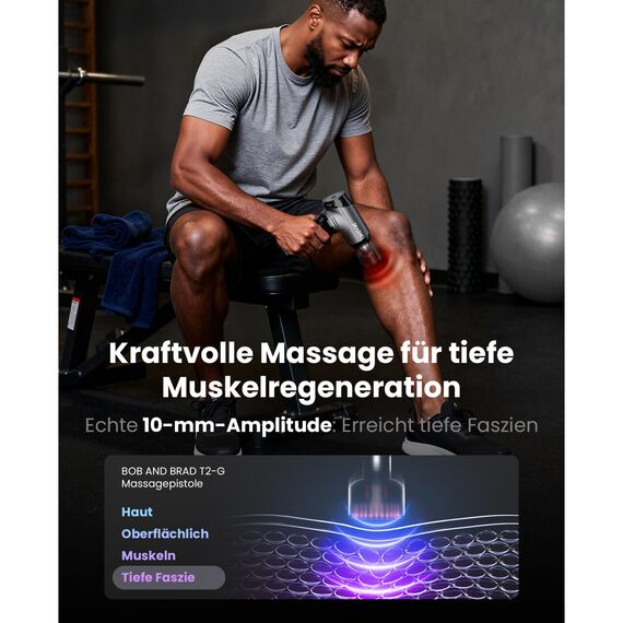 BOB AND BRAD T2 Ultra Massagepistole mit Wärme & Rotlicht-Therapie, Professioneller Tiefengewebe-Massagegerät für Sportler, Tragbare Massage Pistole für Muskelregeneration, Geschenk für Männer, Frauen
