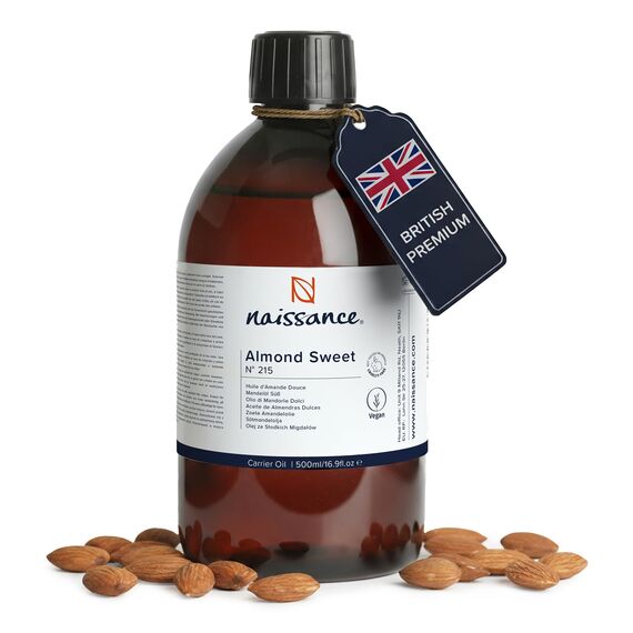 Naissance Natürliches Süßes Mandelöl (Nr. 215) 500ml – Vegan, Gentechnikfrei – Ideal zur Haar– und Körperpflege, für Aromatherapie und als Basisöl für Massageöle
