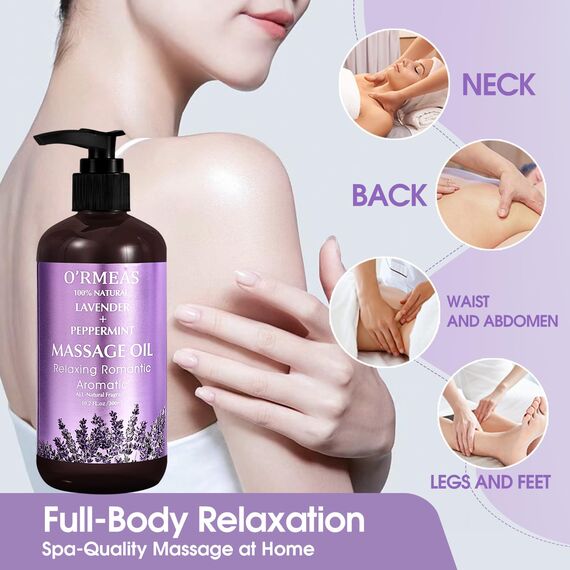 Massageöl für Erwärmen, Entspannen, Massieren Gelenkschmerzen Linderung, Lavendel Peppermint Massage Oil Massageöl Feuchtigkeitsspenden 10.2 fl.oz