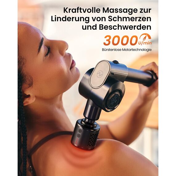 Massagepistole mit Wärme und Kälte,Napre Massage Gun Massage Pistole mit Verlängerung,Muskel Percussion Massagegerät für Schulter Körper Rücken Entspannung,32 Geschwindigkeiten,Faltbar mit 5 Winkeln