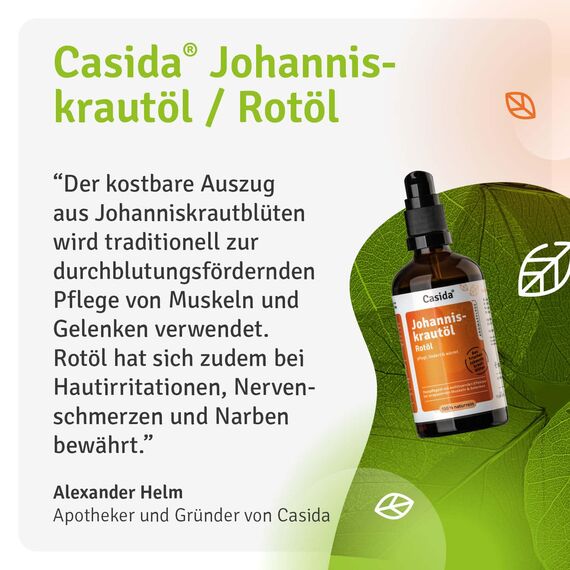 Casida® Johanniskrautöl Rotöl - Durchwärmendes, beruhigendes Johanniskraut-Rotöl für Massagen und Einreibungen - 100 ml